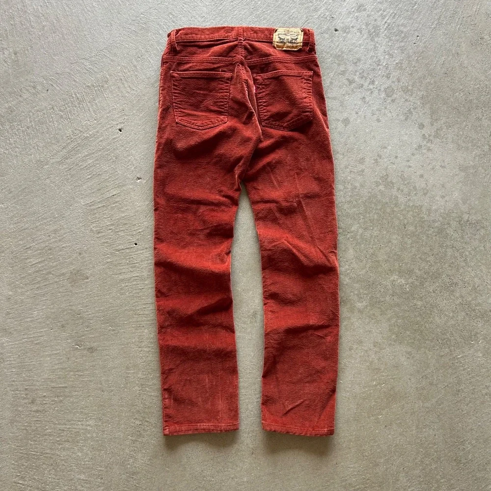 Vintage Levis 511 Corduroy Pants Size 16 Reg 28x28 Orange Slim Fit Straight Leg